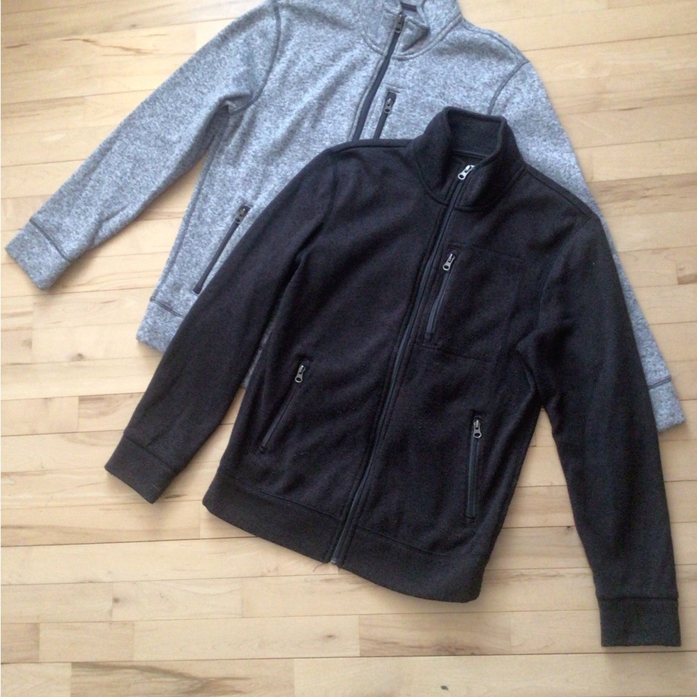 Men's Brown and Gray Zip-Up sweaters